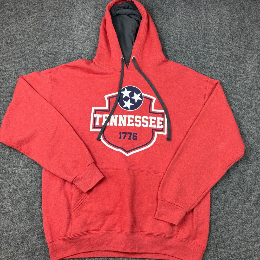 Fruit of the Loom Sofspun Tennessee 1776 Hoodie Red Heather Mens Size Large